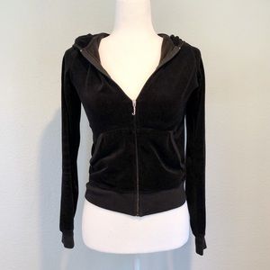 Juicy Couture Black Velour Zip Hoodie Jacket